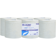 Rola prosop de hartie, alba, pentru dispenser cu extragere centrala, Lucart L-One Maxi, 2 straturi, 6 role, 450 foi